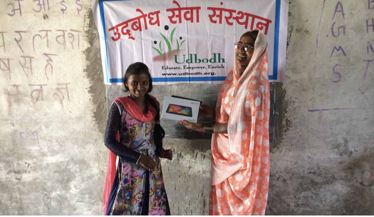 A learning tablet handed over at the centre