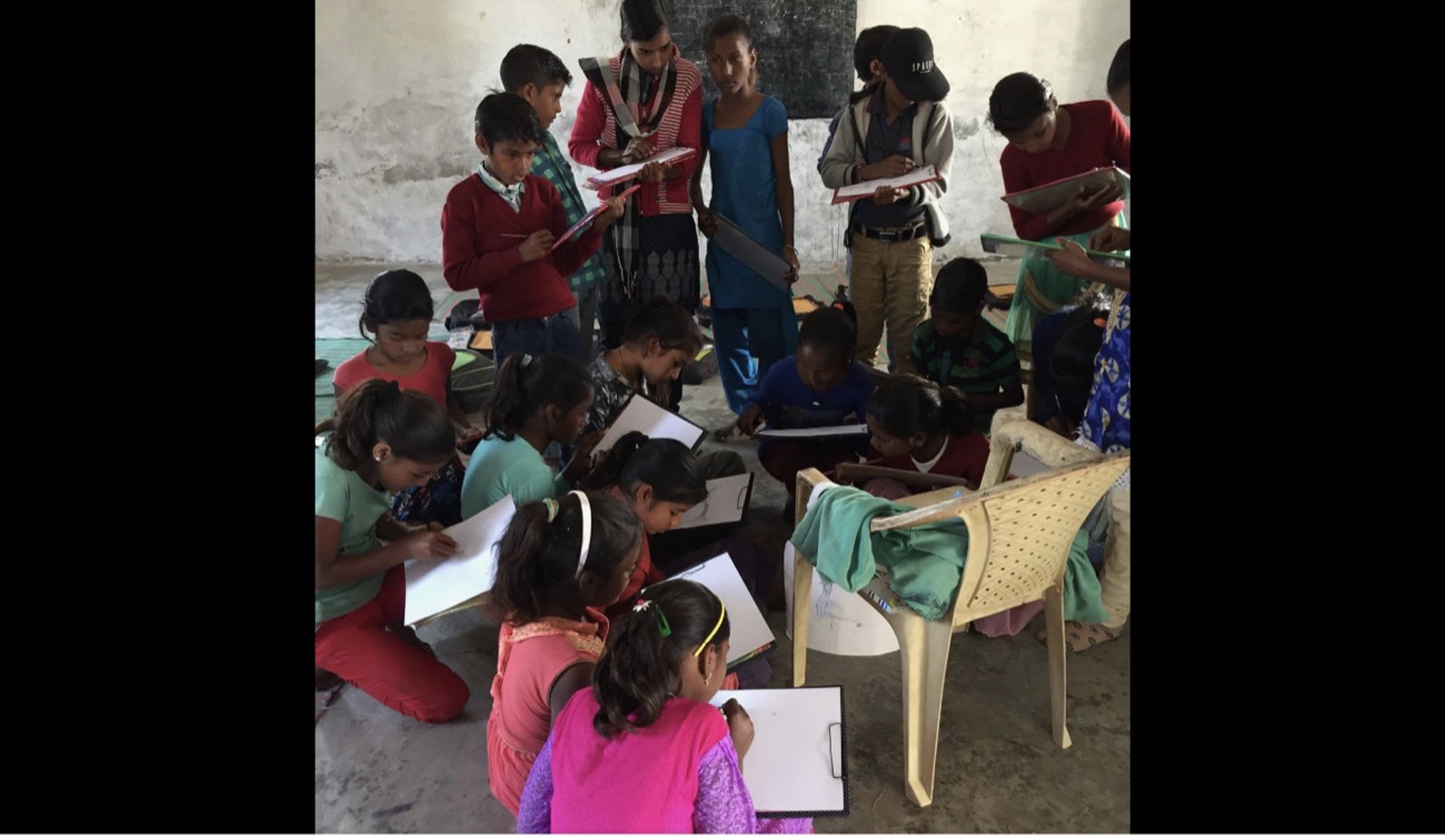 A sketching workshop indoors